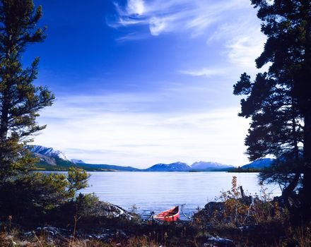 Tagish Lake Yukon Canada red canoe wilderness trip