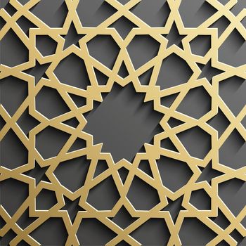 Seamless islamic pattern 3d . Traditional Arabic design.