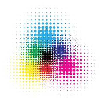 RGB and CMYK halftone vector illustration color