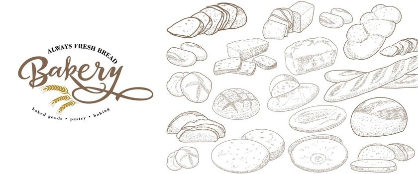 Bakery emblem and bread set