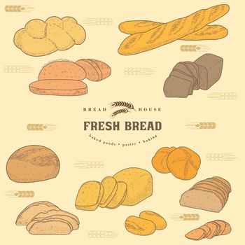 Bakery emblem and bread set