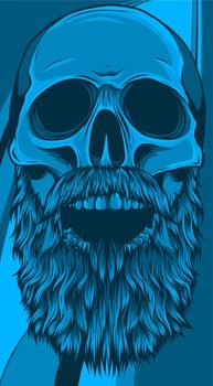 human skull with beard vector illustration design