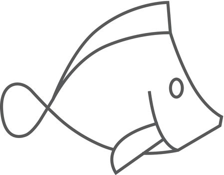 Fish icon in thin outline style. Sea creature animal cute pets