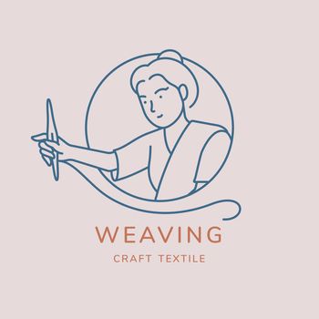 Hand woven and weaving vector logo design concept