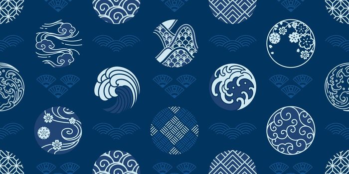 Japan seamless pattern tradition vintage for textiles and background.