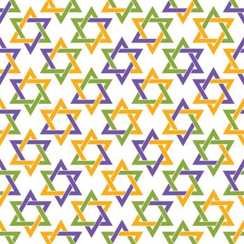 Seamless color pattern of interlocking triangles. Template for textures, textiles, and simple backgrounds. Simple style
