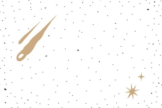 Meteor shower gold vector starry sky on white background