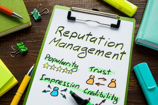 Reputation management plan about trust and popularity.
