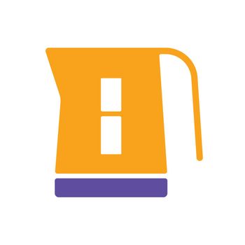 Electric kettle flat glyph icon. Kitchen appliance