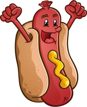 Smiling Cheerful Hot Dog Cartoon Character Vector
