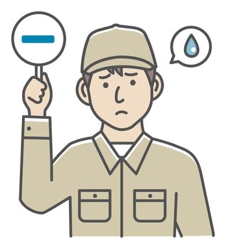 Blue collar worker showing placard vector illustration