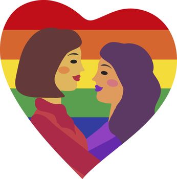 Lesbian couple together. Homosexual romantic partners. vector