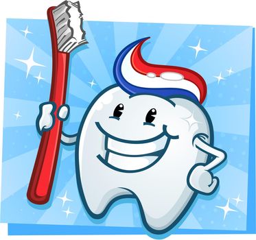 Tooth Brush Holding a Tooth Brush Cartoon Mascot Character