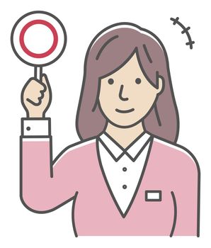 Business woman showing placards illustration ( empty mark | OK mark in Japan )