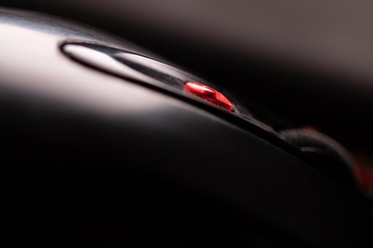 Black computer mouse closeup