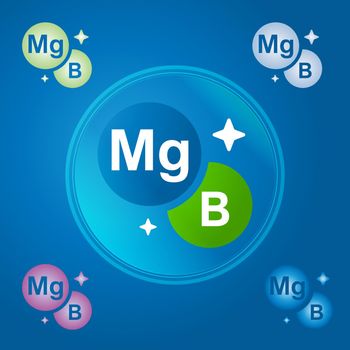 Complex of vitamins magnesium and vitamin B vector icon