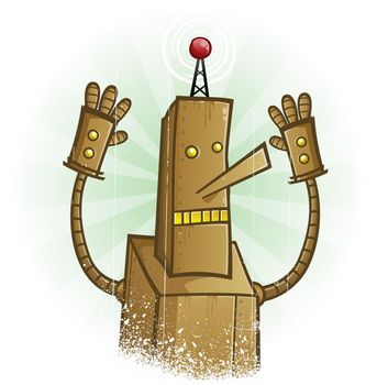 Robot Panic Cartoon Character