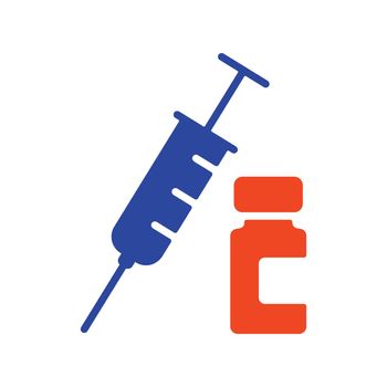 Medical ampoule and syringe vector glyph icon