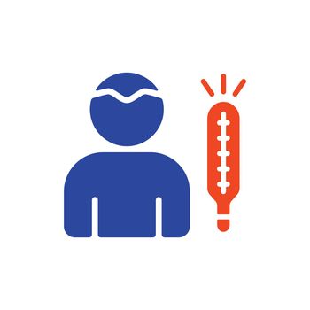 Fever High temperature glyph icon. Covid sign