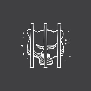 Sketch icon in black - Caged animal
