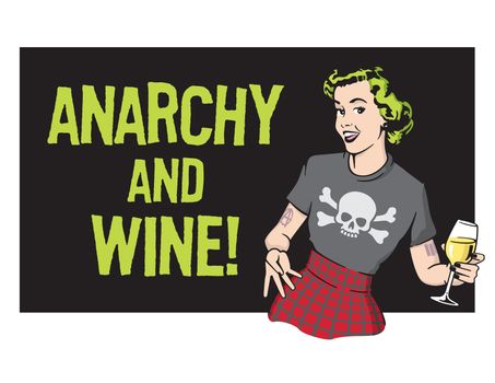Anarchy and Wine Punk Rock Housewife Vector Design